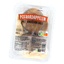 Pofaardappelen met knoflooksaus